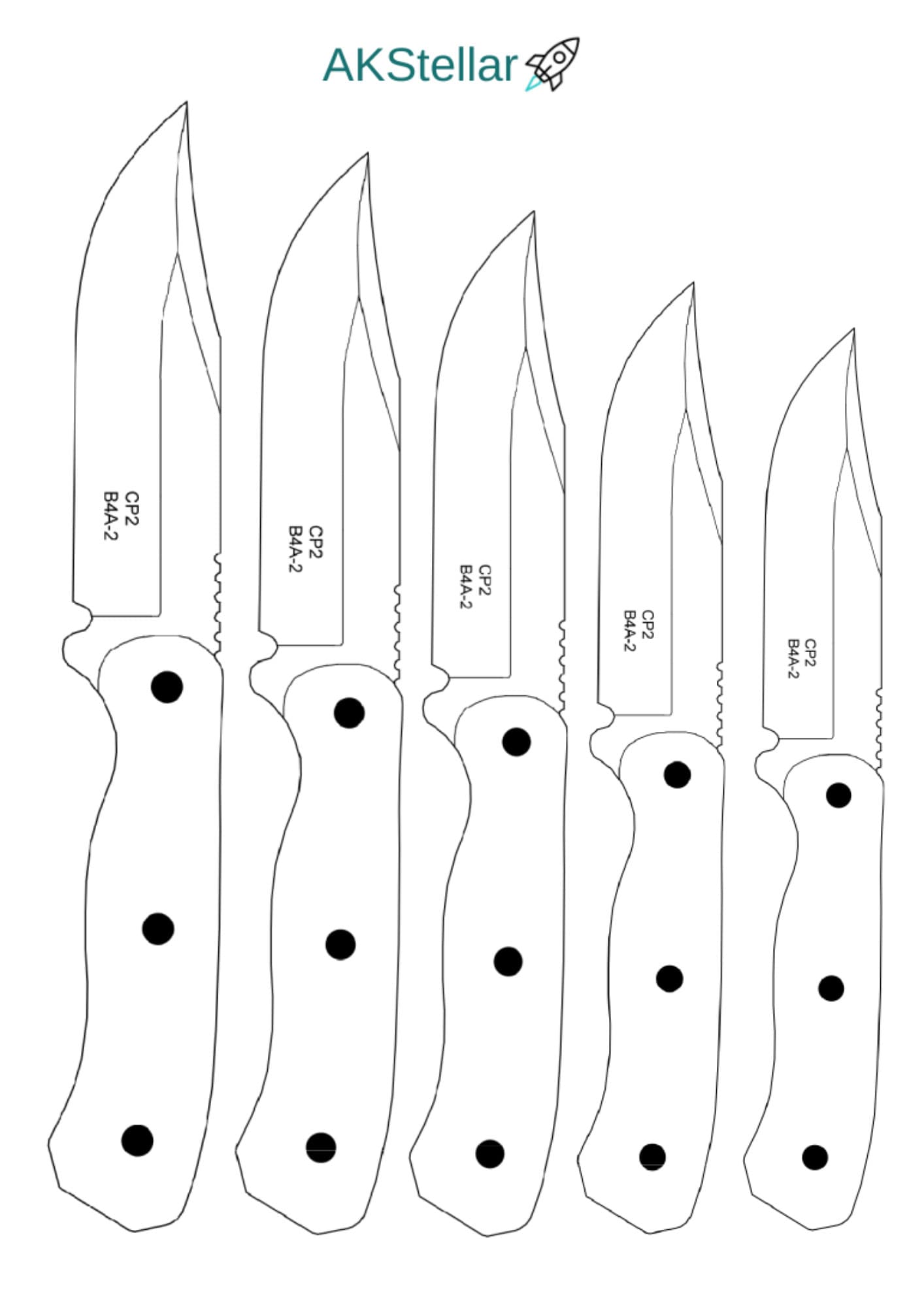 Knife Stencils for Hunting Knives, Kitchen Knives, Etc. 80