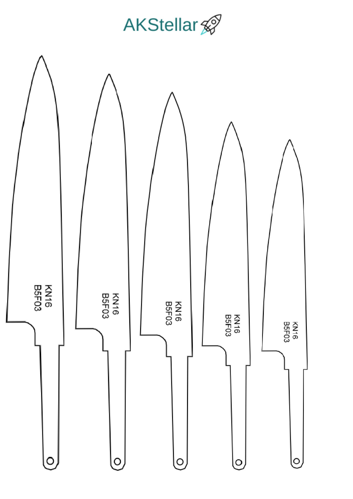 Knife Stencils for Hunting Knives, Kitchen Knives, Etc. 80