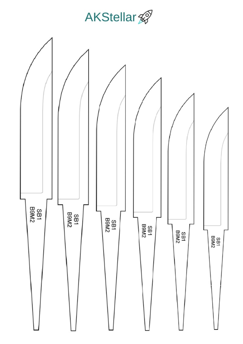 Knife Stencils for Forging Hunting Knives, Kitchen Knives, Etc. 80 ...