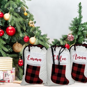 Christmas Gift Bag Luxury Personalized Santa Sack Family  Custom Sack  Christmas Stocking Santa Bag