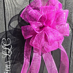 Fuchsia Pink Bow, Outdoor Bows for Easter, Home Decor Living, Door Décor, Wreath Basket Porch Pillar Mailbox Ribbon Bows Car Tree Topper Bow