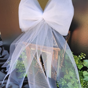 White Tulle Bow: Wedding, Church Pew, Party Decoration