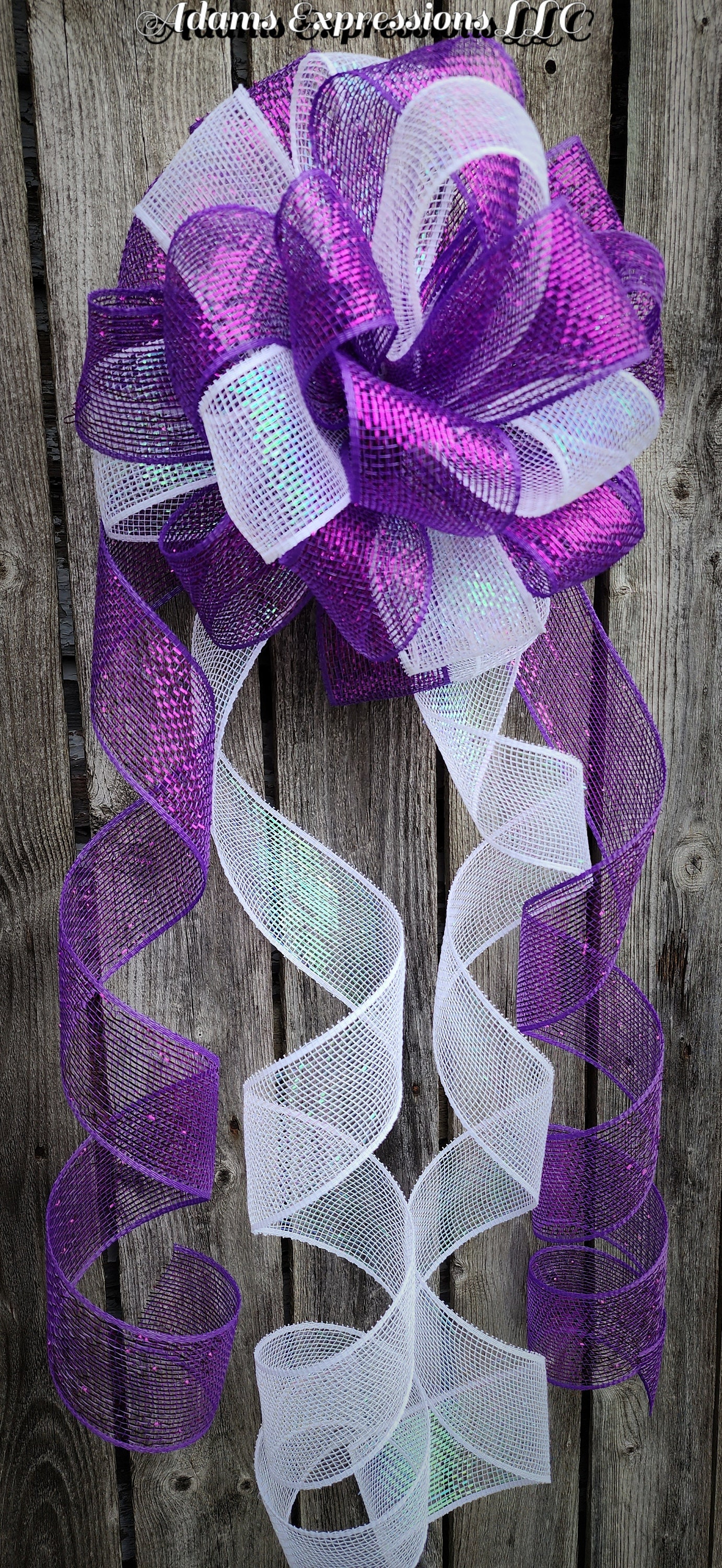 Purple White Ribbon Bow: Waterproof Christmas Decor - Etsy