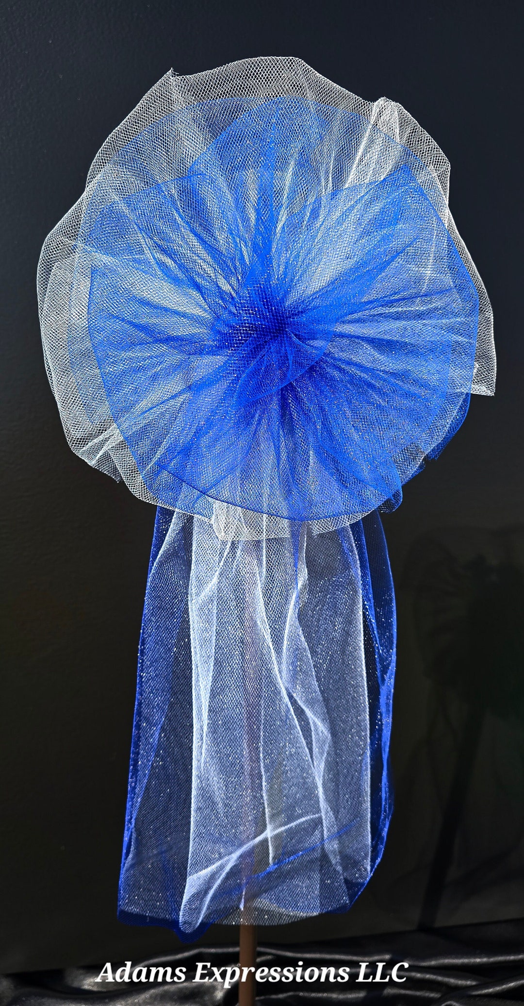 Blue Bows, Royal Blue Bow, Tulle Ribbon Knots, White Weddings, Home Decor, Church Aisle ...