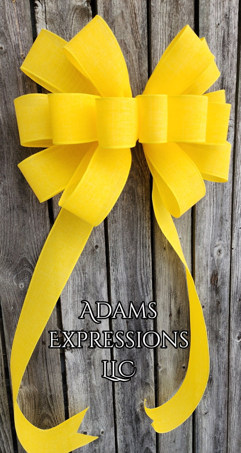 Deplotment Ribbons Yellow Faux Burlap Bow: Deployment Ribbon, Porch Decor (13