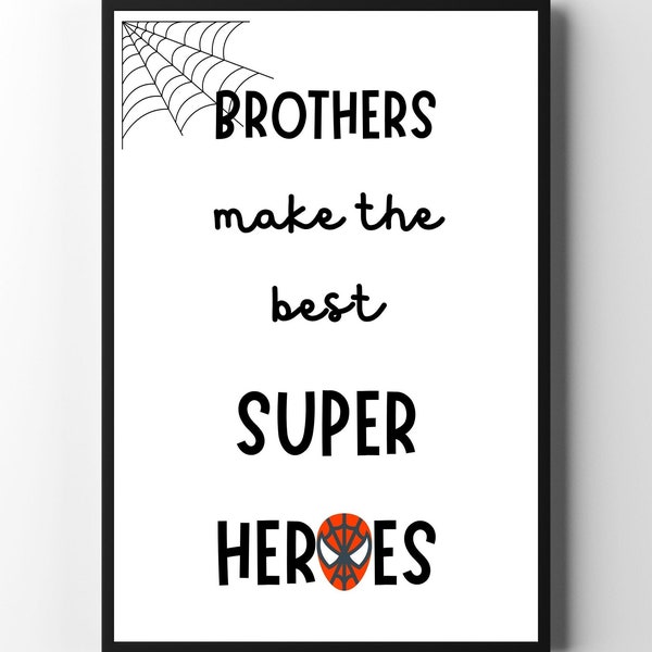 Brothers Superhero Spiderman Nursery Decor Print (Digital Download)