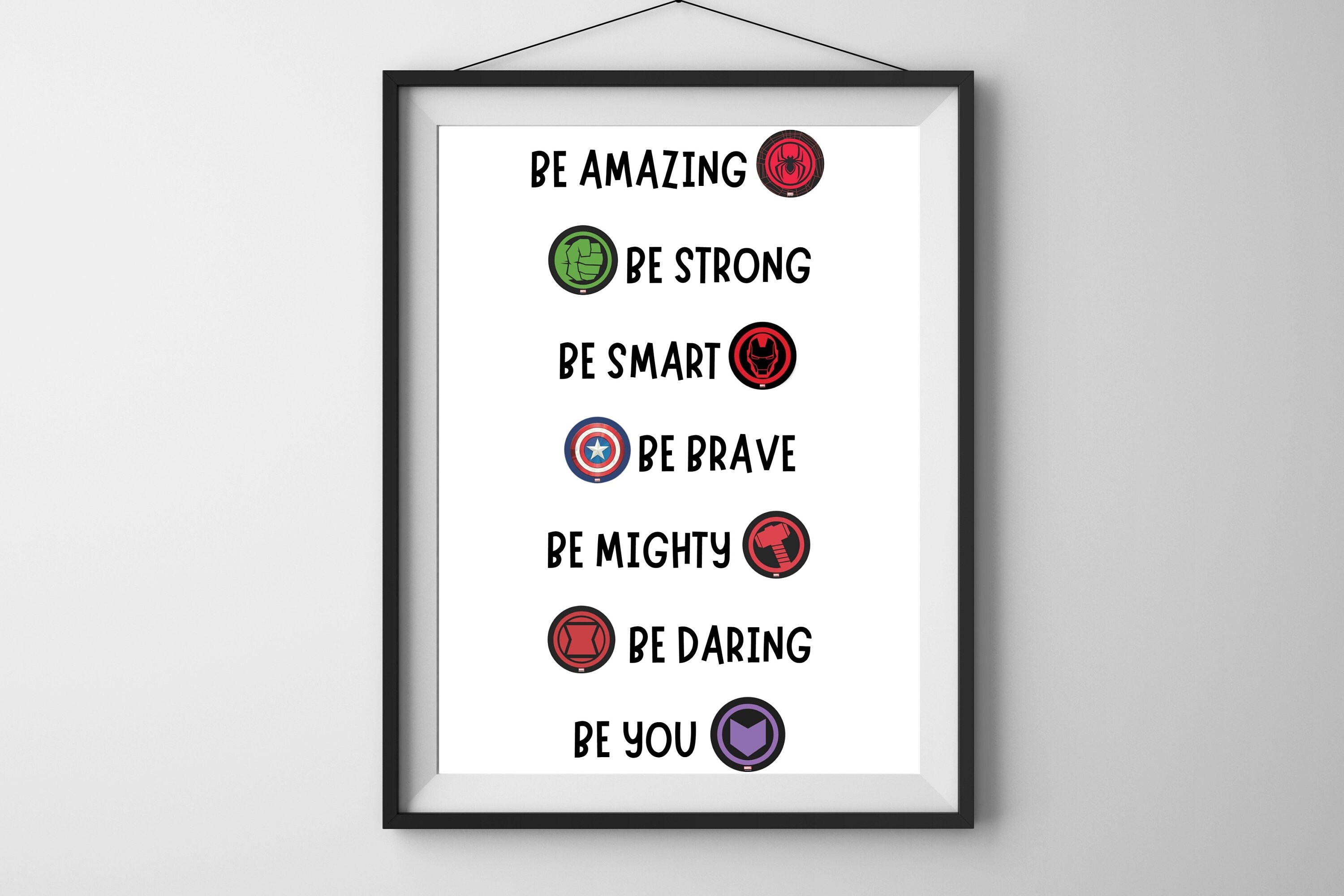 Be Heroic - Design 2, Marvel, Avengers, Superhero, Super Hero, Nursery Decor, Kids Room Decor, Digital Prints