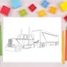 Bundle 2 - 5 Printable Semitruck Big Rig Coloring Pages, 5 Semi Truck
