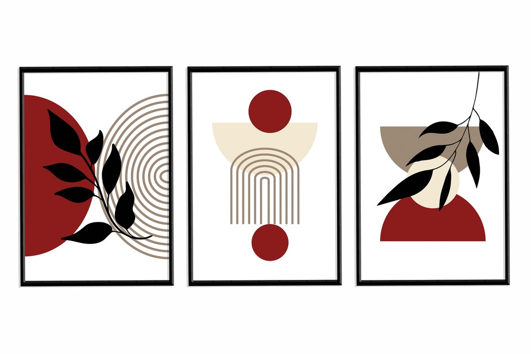 Red Wall Art Prints Botanical Wall Decor Plant Wall Art Etsy