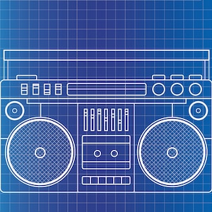 Boombox Blueprint 11x14 digital art | Old school, stereo, hip-hop