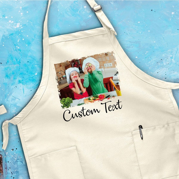 Custom Apron, Personalized Apron With Pockets, Logo Apron, Custom Texts Apron, Kitchen Apron, Custom Christmas Gift, Bridal Gift, Chef Gift