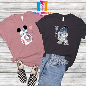 Star Wars Couple T-shirt, Disney Shirt, R2D2 BB8 Couple Shirt, Mickey Minnie Shirt, Disney Star Wars Shirt, Couple Gift, Disney Trip Shirt