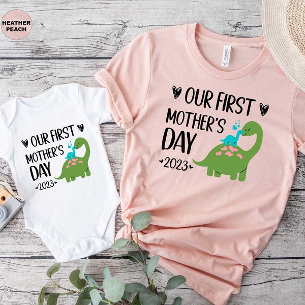 Our First Mother's Day T-shirt, Mothers Day Shirt, Dinosaur Shirt, Mommy Shirt, Mom Life Shirt, New Mom Gift, Mommy And Me, Mother And Baby