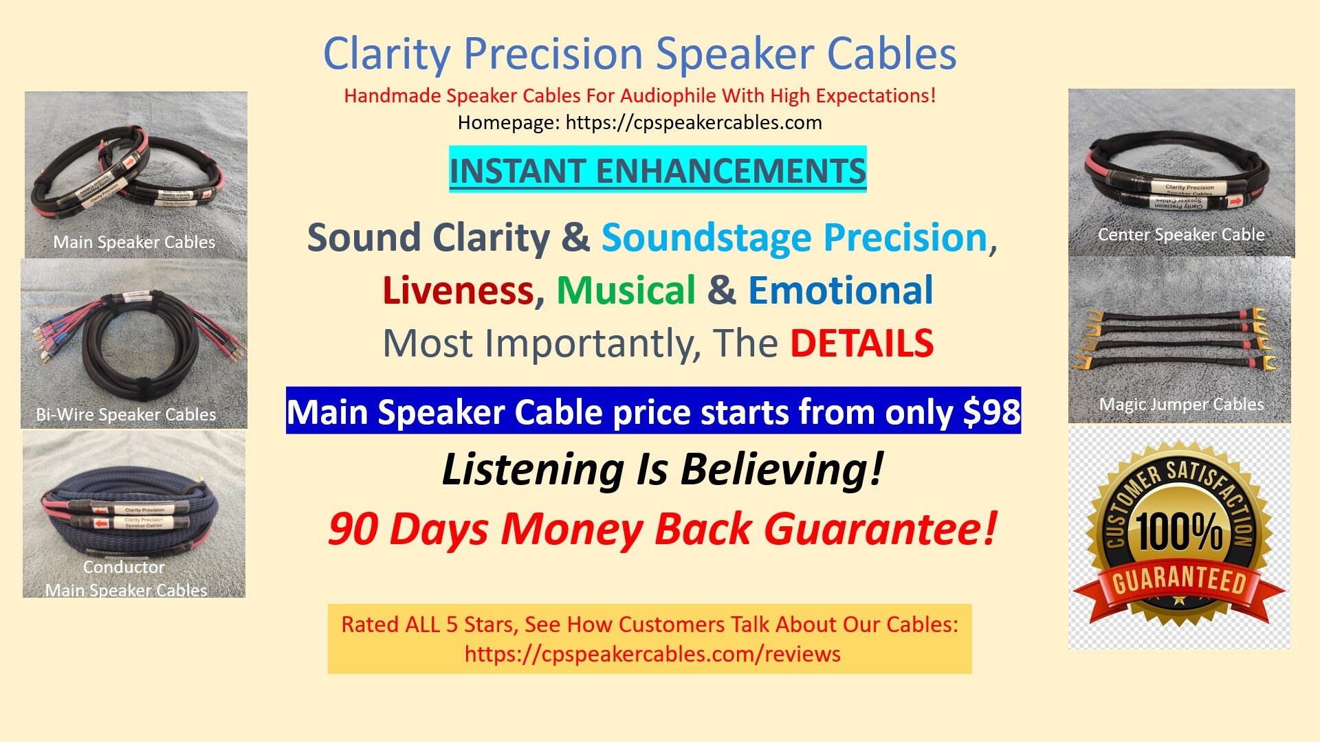 Clarity Precision Ver 2 Handmade Biwire Speaker Cables Hear What You