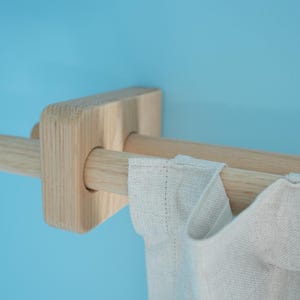 Double Wood Curtain Rod Bracket | Solid Wood Dual Rod Bracket for Layered Curtains | Heavy Duty Wall Mount, Anchors Included