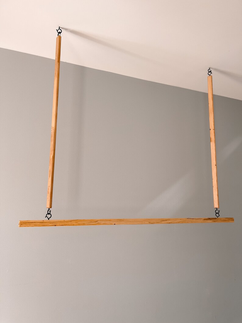 Hanging Wood Clothes Rack Ceiling Mounted Hanging Clothes Etsy