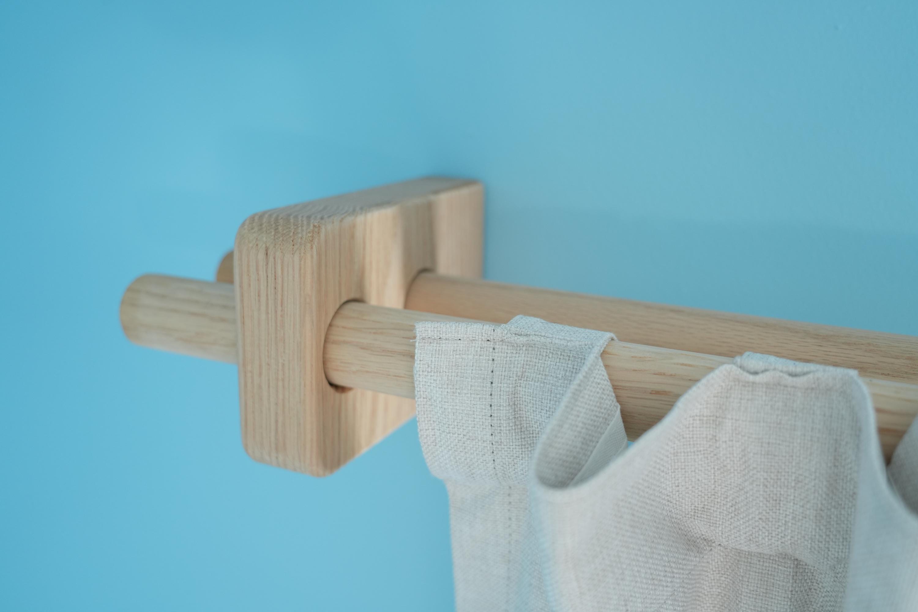 Soportes Para Barra De Cortina De Madera - 2 Piezas, Para Barras De 5 Cm, Negro O Color Madera