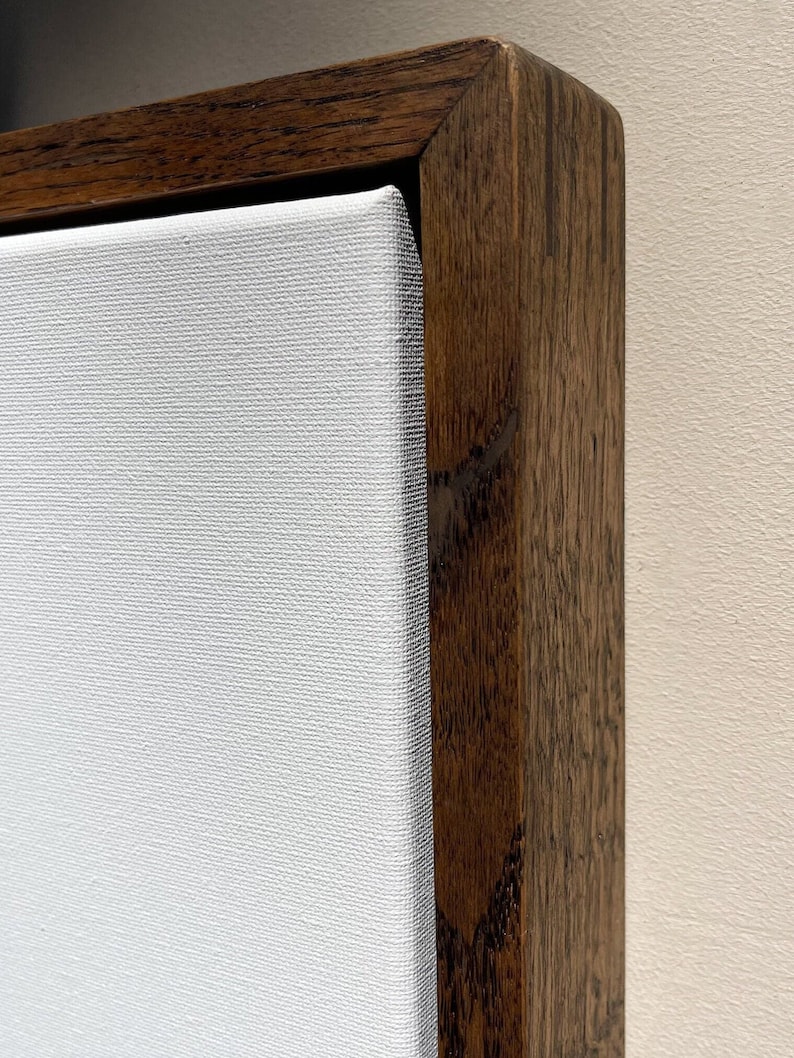 Marco flotante de madera maciza, totalmente ensamblado, madera de roble, marco minimalista para lienzo, marco para lienzo, para obras de arte, marco de madera de roble, marco para fotos, personalizado imagen 1