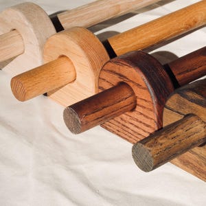 Wood curtain rod with round brackets Hardwood window treatment Custom curtain Rod Window decor Drapery rod Oak wood rods Curtain rods