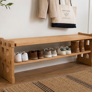 Shoes Bench Shoe Rack Bench Entryway Shoe Rack Storage Bench with Shelf Solid Wood Bench Oak Shoe Bench, Custom Gift
