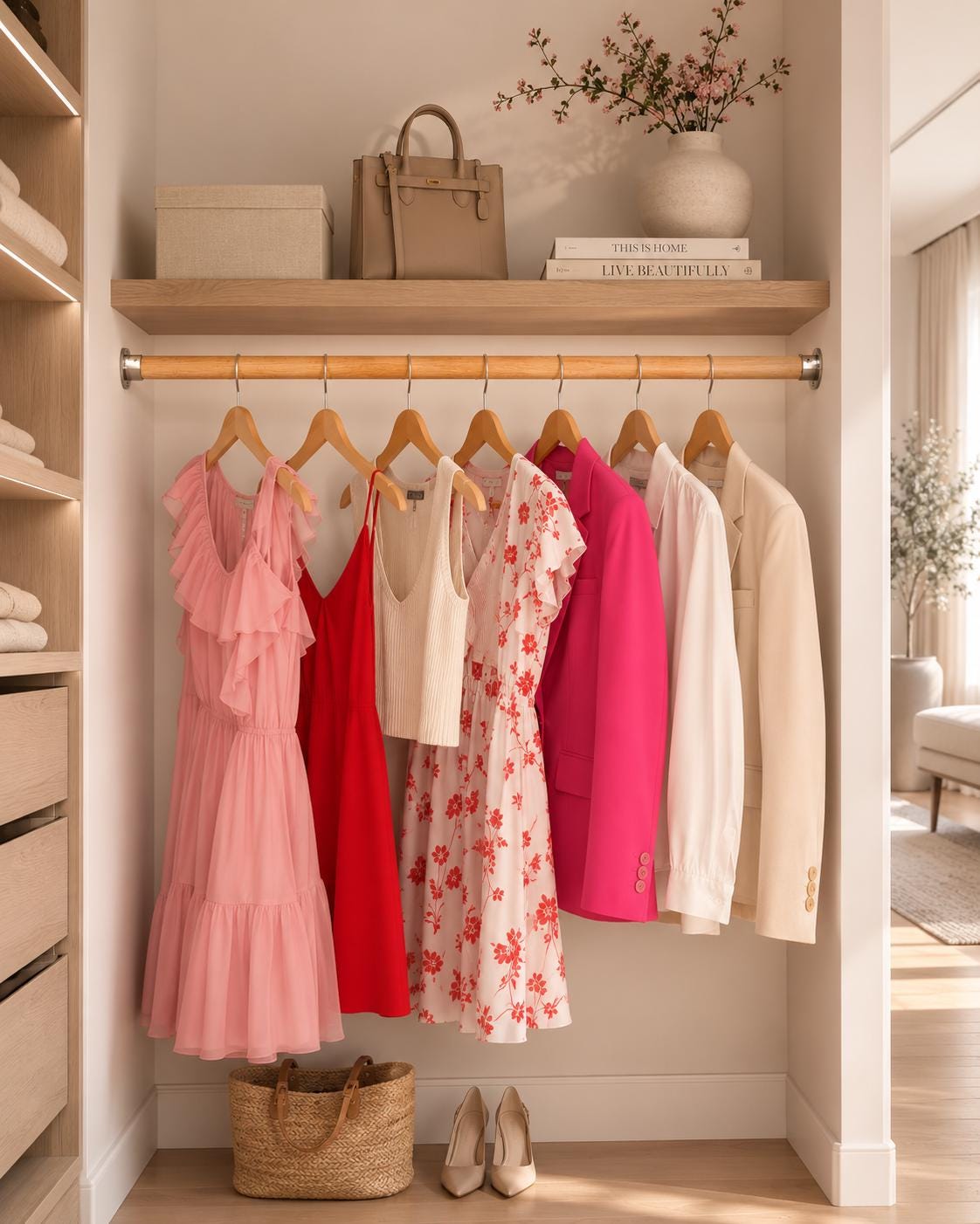 Oak Wooden Closet Rod: 1 1/4" Wood Dowel with the metal holder 32 mm Closet dowel with the metal hardware