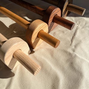 Wood curtain rod with round brackets Hardwood window treatment Custom curtain Rod Window decor Drapery rod Oak wood rods Curtain rods