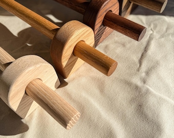 Wood curtain rod with round brackets Hardwood window treatment Custom curtain Rod Window decor Drapery rod Oak wood rods Curtain rods