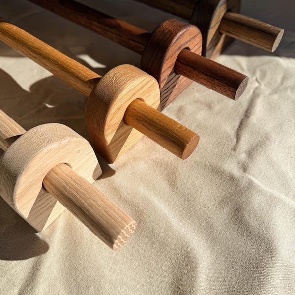 Wood curtain rod with round brackets Hardwood window treatment Custom curtain Rod Window decor Drapery rod Oak wood rods Curtain rods