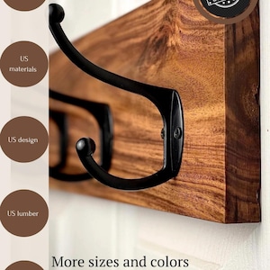 Coat rack|Coat Hooks|Acacia wood|Entryway Organizer|Wall-mounted coat rack|Coat hook rack|Entryway coat rack|Wooden coat rack|FarmhouseDecor
