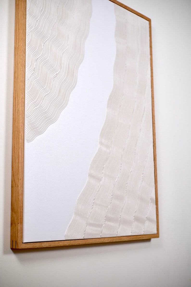Marco flotante de madera maciza, totalmente ensamblado, madera de roble, marco minimalista para lienzo, marco para lienzo, para obras de arte, marco de madera de roble, marco para fotos, personalizado imagen 3