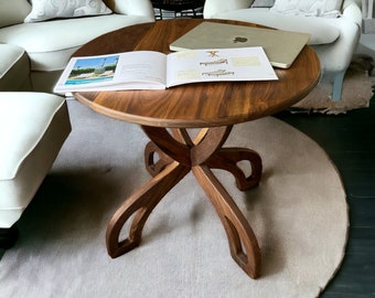 Unique coffee table, Modern coffee table, Wooden side table, Walnut wood, Solid wood, Minimalist design , Contemporary living room table