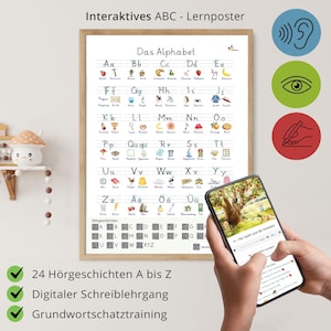 ABC – poster reversibile in DinA2 con storie audio e corso di scrittura