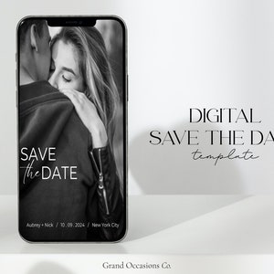 Digital Save The Date Template, Save The Date Digital Template with Photo, Minimalist Save The Date Digital Download, Vellum Save The Date