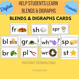 Cartes Mélanges et Digraphes, Cartes Mélange, Cartes Digraphes, Cartes Phoniques, Cartes Son, Paires de Consonnes, Mélanges de Consonnes