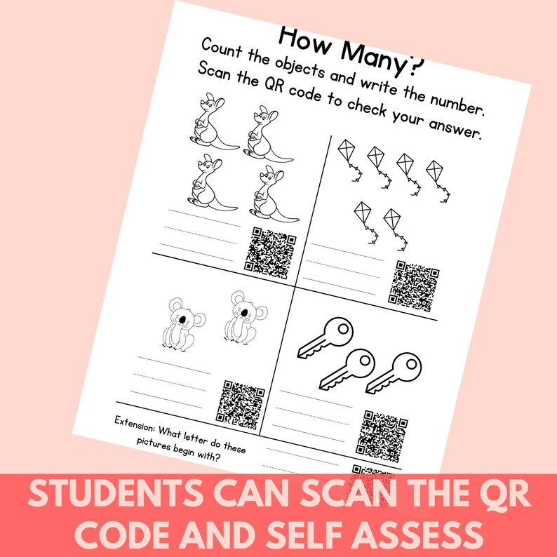 QR Code Counting Worksheets, QR Code Numbers 110, QR Code Math