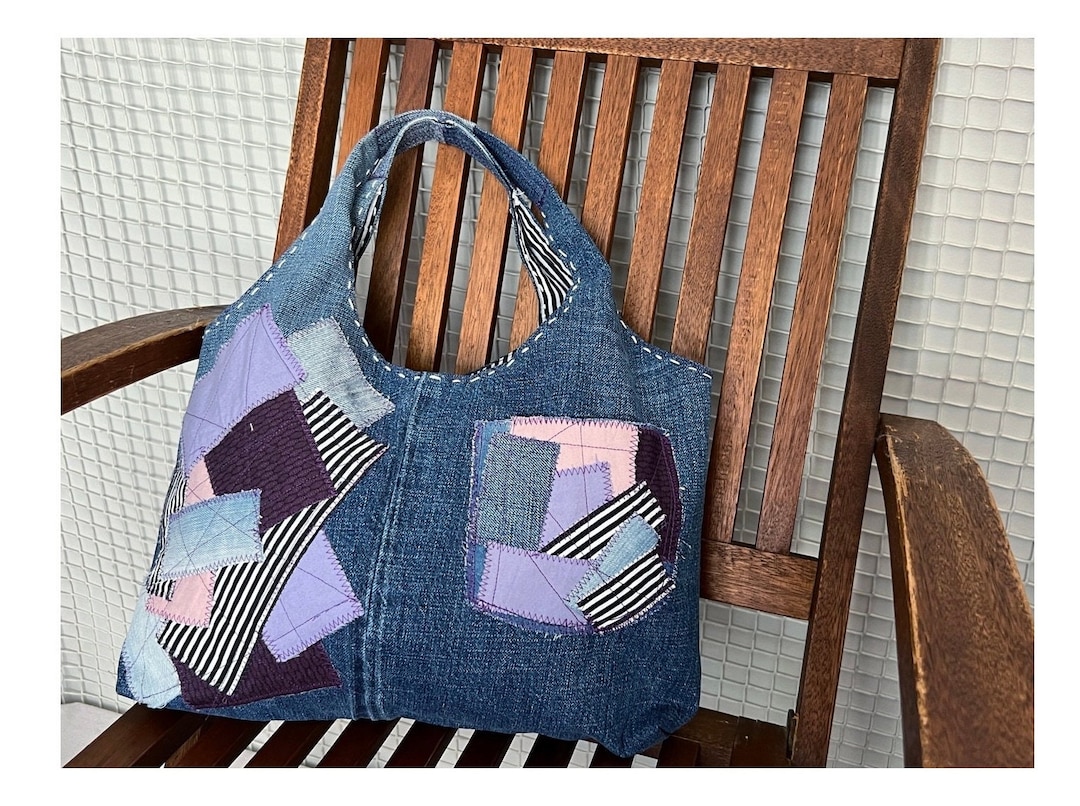 Patchwork Denim Tote Bag: Upcycled Everyday Market Bag - Etsy