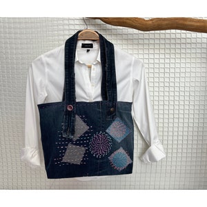 unieke designer denimtas, milieuvriendelijk cadeau-idee, gerecyclede jeans