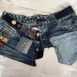 Denim Festival Funny Pack / Jean Belt Bag for handsfree walking / Dog Walking Bag or for a Hiking Trip / Repurposed Belt With Pockets