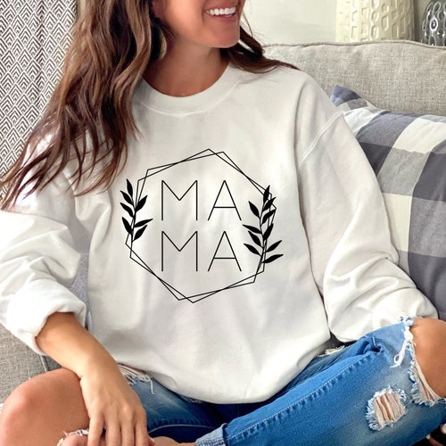 Mama Floral Hexagonal Frame Shirt, Cute Womens T-shirt, Script