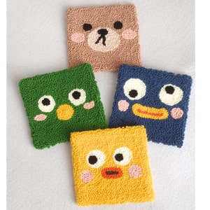 Coffee Coasters , Punch Needle Coasters , Drink Coasters , Mug Rug Coaster, Punch Needle Coasters , Handmade Mug Rug , Drink Coasters