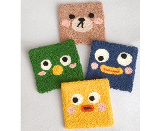 Coffee Coasters , Punch Needle Coasters , Drink Coasters , Mug Rug Coaster, Punch Needle Coasters , Handmade Mug Rug , Drink Coasters