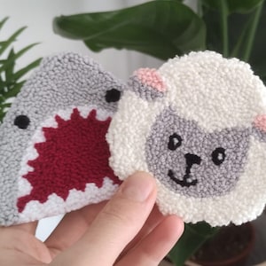 Mug Rug Coaster, Punch Needle Coasters, Housewarming Gift, Handmade Teenager Gift,  Tufting Coaster, Handmade Mug Rug, Drink Coasters