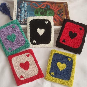 Mug Rug Coaster, Punch Needle Coasters, Punch Needle Mug Rugs, Housewarming Gift, Handmade Teenager Gift, Mug Carpet Coaster, Coaster Sets