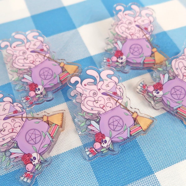 Pastel Witch Acrylic Clip ~ Clear Acrylic Binder Clips ~ Cute Office Supplies