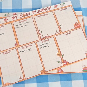 Cozy Weekly Notepad ~ 52 Page Weekly Planner Pad ~ Handmade Notepads ~ Stationery ~ Office Supplies