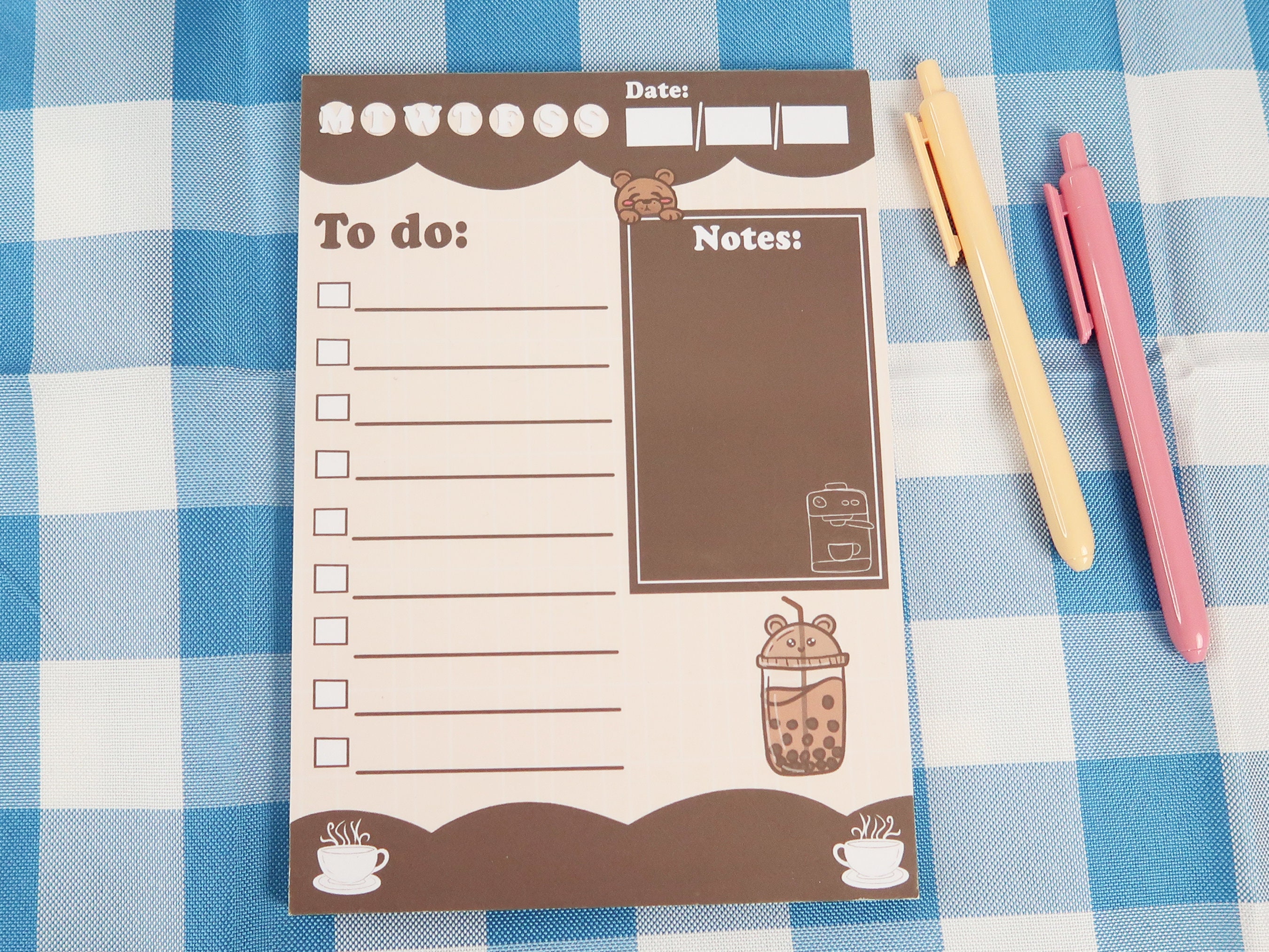 Notepad Cafe Bear Café Notepads L Kawaii Memo Pads L Daily Planner L Kawaii ...