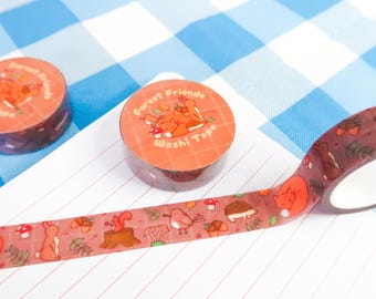 Woodland Critters Washi Tape ~ Kawaii Stationery ~ Japanese Inspired Stationery ~ Cozy Washi Tape ~ Cute Planner & Journaling Supplies.