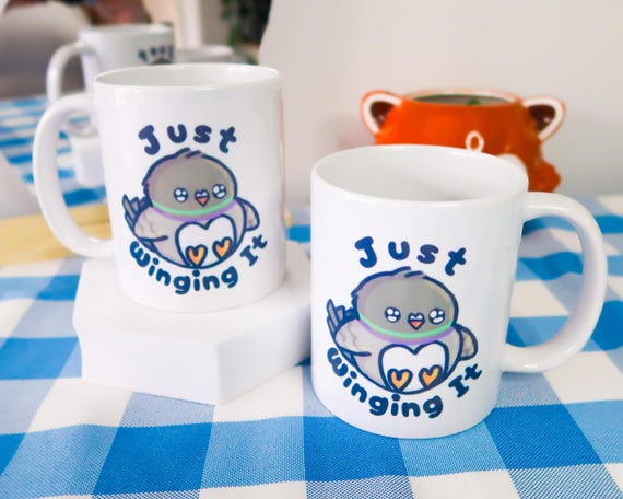 Cute Pigeon Mug ~ 11oz Mugs~  Cute Coffee Mugs ~ Ceramic mugs ~ Adorable Illustrated Mugs ~ Pigeon Cups.