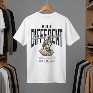 Built Different T-Shirt, Roman Statue Graphic Tee, Stoic Philosophy Apparel