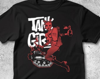 Tank girl shirt, 2 colors print, cotton shirt, retro vintage grunge style